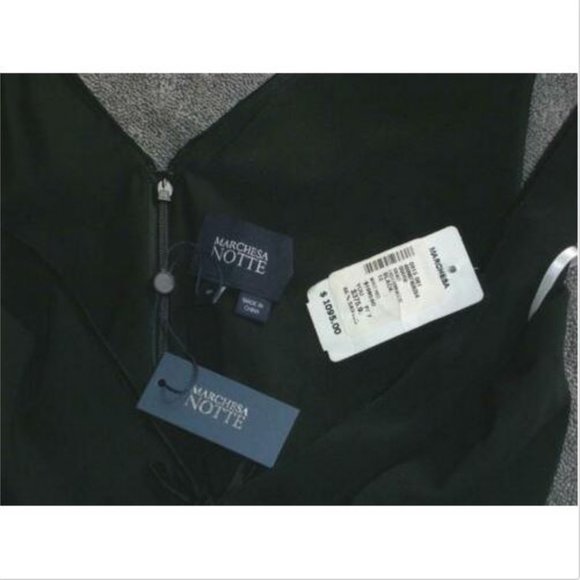 Marchesa Notte Black V-Neck Crepe Gown Dress 10 - Picture 6 of 7